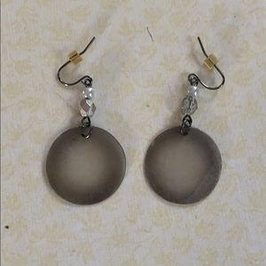 Gray Disc Dangle Earrings